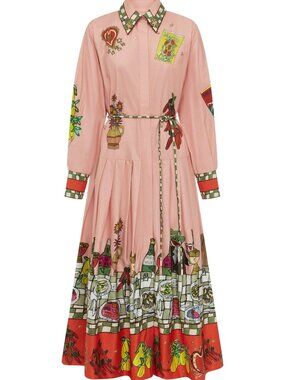 Pink Italian Market Print Shirt Dress